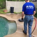 Concrete Cleaning in Progress by Grime Fighters in Lehigh Valley, PA
