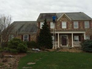 During Roof Cleaning by Grime Fighters in Lehigh Valley, PA